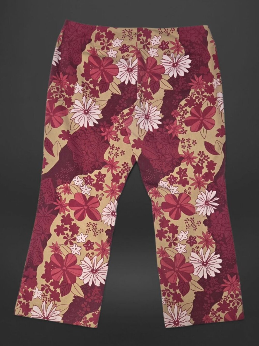 Vintage Y2K Floral Pink & Green Cropped Capri Pants (Size 14) - Picture 2 of 7